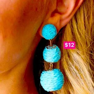 Earrings— coral blue lanterns